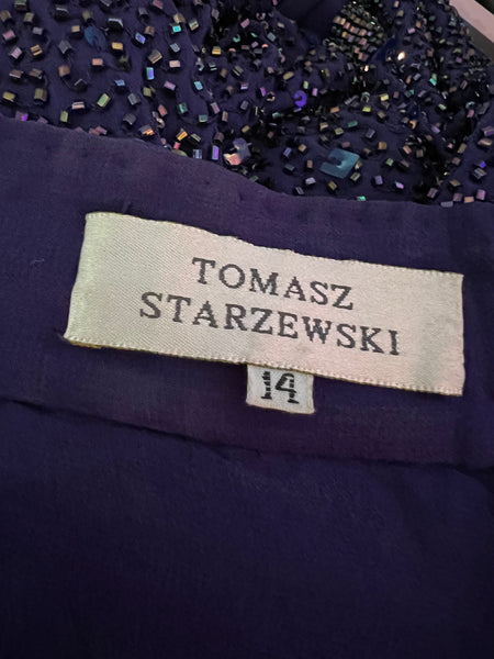 1980s TOMASZ STARZEWSKI COUTURE HEAVILY BEADED TOP AND TROUSERS CO-ORD