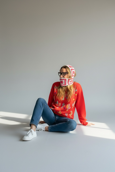 VINTAGE PINK AND WHITE CROCHETED PATCHWORK BONNET