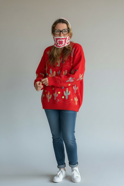 VINTAGE PINK AND WHITE CROCHETED PATCHWORK BONNET