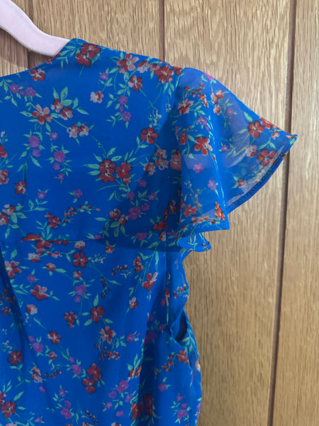 MAUVETTE BLUE AND RED DITSY FLORAL PRINT BLOUSE
