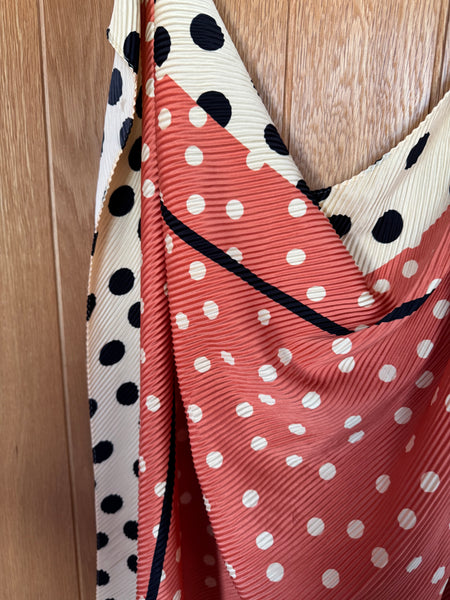 LARGE ORANGE AND BLACK POLKA DOT SCARF