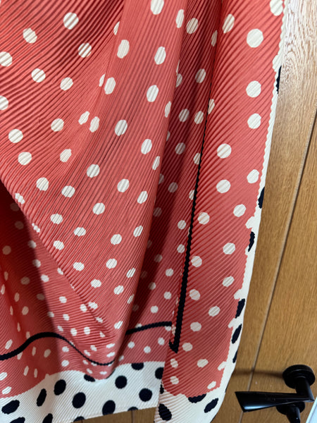 LARGE ORANGE AND BLACK POLKA DOT SCARF