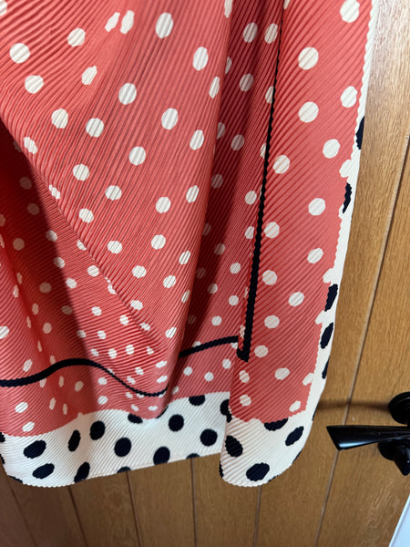 LARGE ORANGE AND BLACK POLKA DOT SCARF