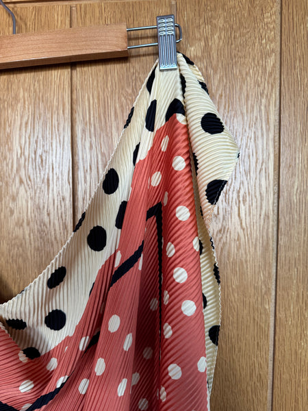 LARGE ORANGE AND BLACK POLKA DOT SCARF