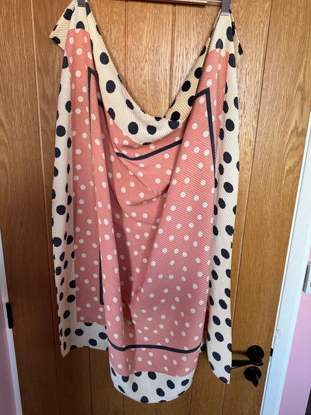 LARGE ORANGE AND BLACK POLKA DOT SCARF