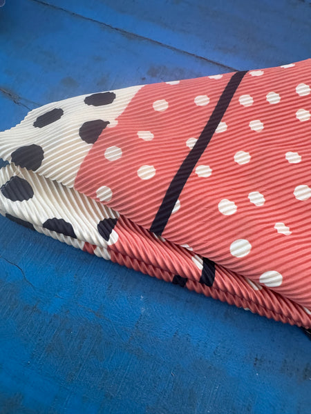 LARGE ORANGE AND BLACK POLKA DOT SCARF