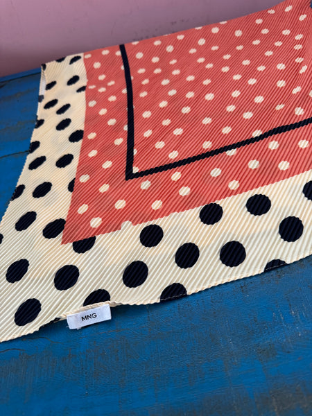 LARGE ORANGE AND BLACK POLKA DOT SCARF