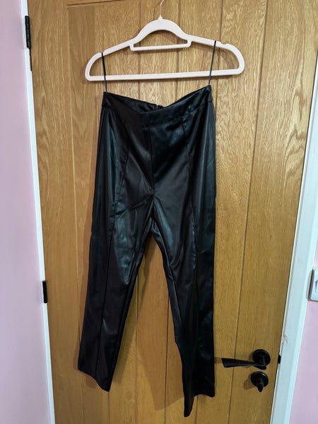 TOYAH BLACK FAUX LEATHER TROUSERS