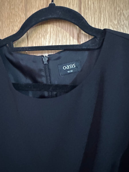 TOYAH BLACK DRESS WITH LACE TRIM SLEEVES