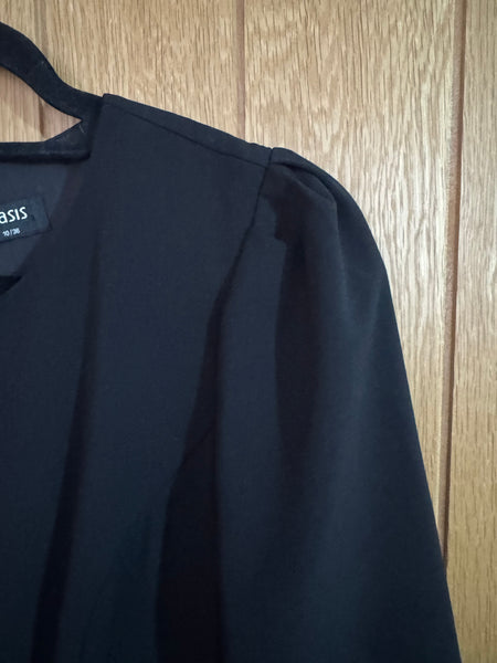 TOYAH BLACK DRESS WITH LACE TRIM SLEEVES