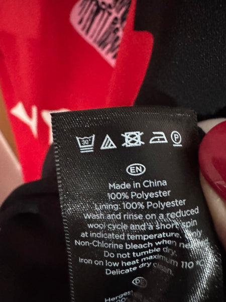 TOYAH HOBBS RED AND BLACK GRAPHIC FLORALS DRESS