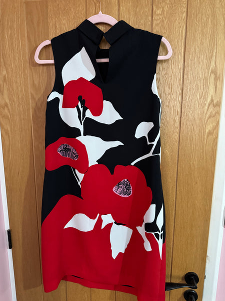 TOYAH HOBBS RED AND BLACK GRAPHIC FLORALS DRESS