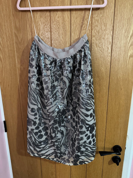 TOYAH VINTAGE SILVER SEQUINNED SKIRT