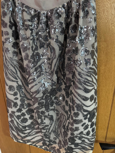 TOYAH VINTAGE SILVER SEQUINNED SKIRT