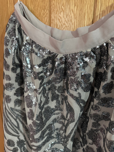 TOYAH VINTAGE SILVER SEQUINNED SKIRT