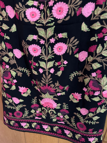 TOYAH BLACK AND PINK EMBROIDERED DRESS