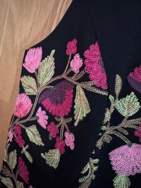 TOYAH BLACK AND PINK EMBROIDERED DRESS