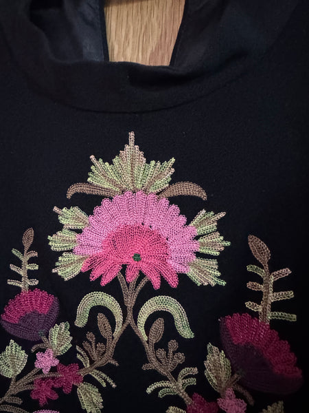 TOYAH BLACK AND PINK EMBROIDERED DRESS