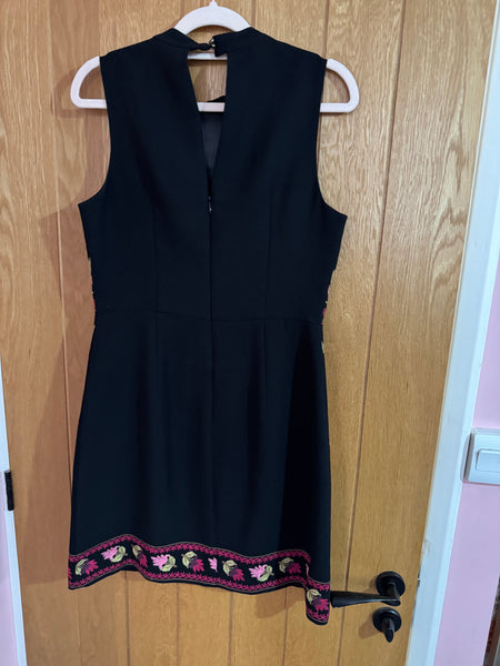 TOYAH BLACK AND PINK EMBROIDERED DRESS