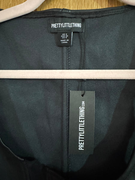 TOYAH BLACK FAUX LEATHER BODICE TOP