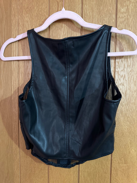 TOYAH BLACK FAUX LEATHER BODICE TOP