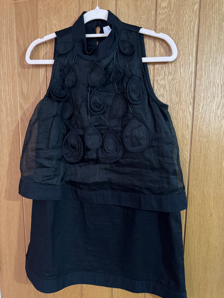 TOYAH ANNE FONTAINE FRENCH DESIGNER BLACK DRESS WITH PETALS