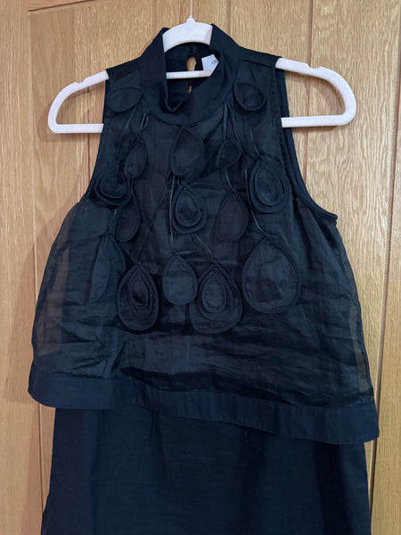 TOYAH ANNE FONTAINE FRENCH DESIGNER BLACK DRESS WITH PETALS