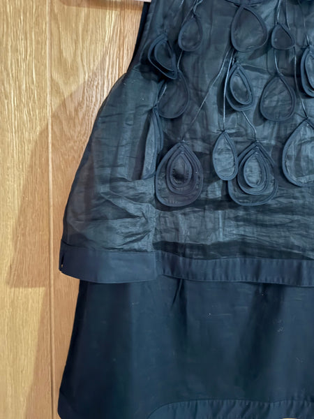 TOYAH ANNE FONTAINE FRENCH DESIGNER BLACK DRESS WITH PETALS