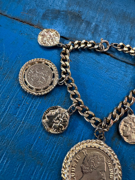 GOLD COIN PENDANTS CHARM BRACELET