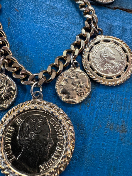 GOLD COIN PENDANTS CHARM BRACELET