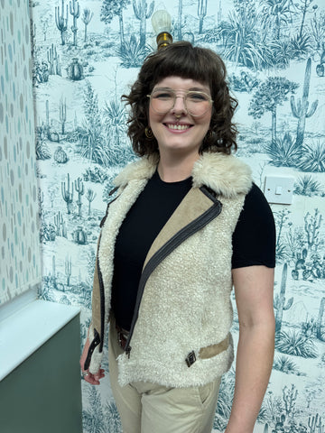 MINT VELVET CREAM AND BROWN GILET JACKET