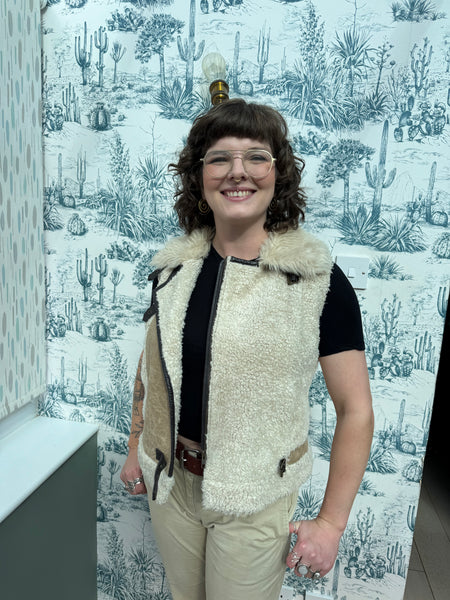 MINT VELVET CREAM AND BROWN GILET JACKET