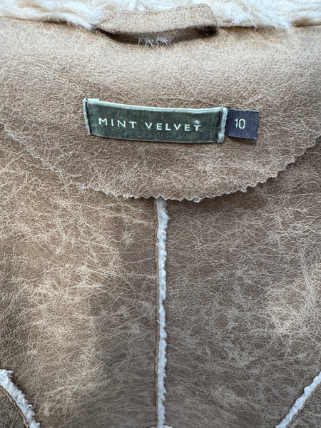 MINT VELVET CREAM AND BROWN GILET JACKET