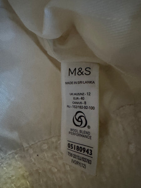 MARKS & SPENCER COLLECTION CREAM BOUCLE JACKET