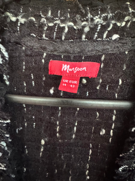 MONSOON BLACK AND WHITE TWEED JACKET