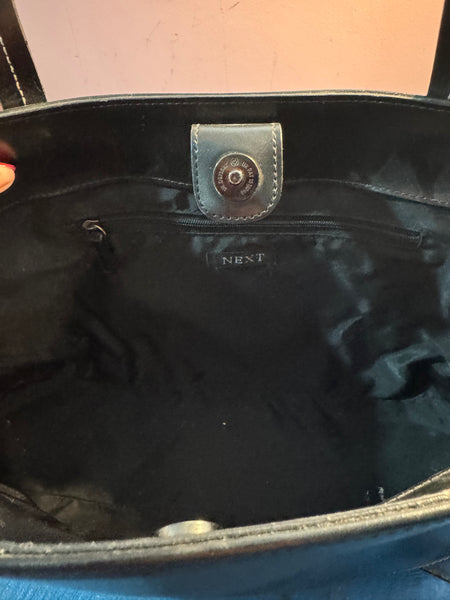 TOYAH VINTAGE BLACK HANDBAG WITH WHITE STITCHING