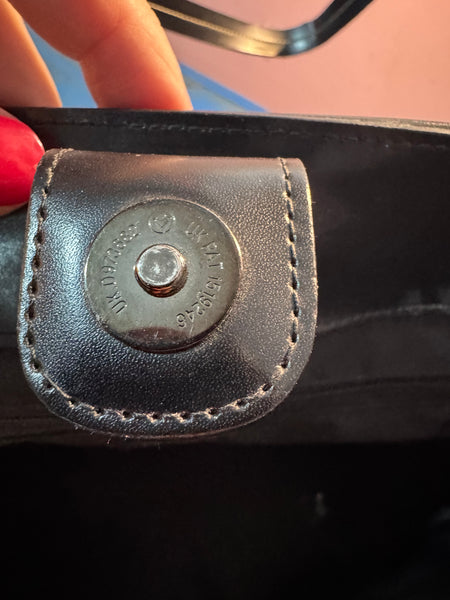 TOYAH VINTAGE BLACK HANDBAG WITH WHITE STITCHING