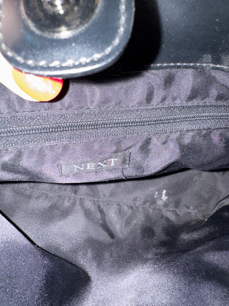 TOYAH VINTAGE BLACK HANDBAG WITH WHITE STITCHING