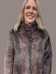 RETRO BROWN FAUX FUR COAT