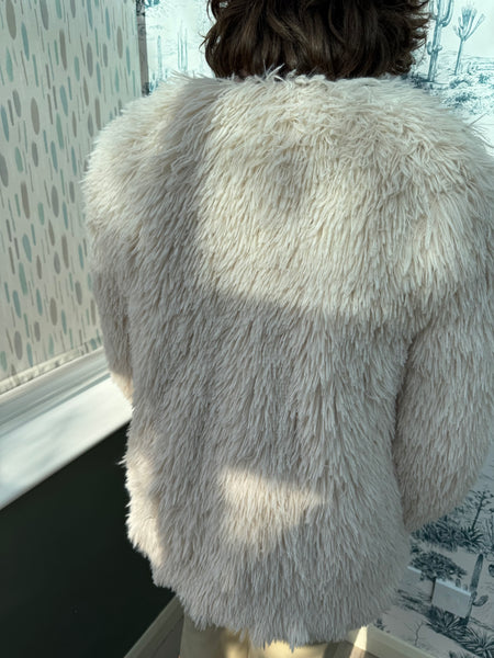 RETRO STYLE CREAM FLUFFY WINTER COAT