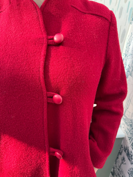 VINTAGE RED PURE NEW WOOL WINTER COAT