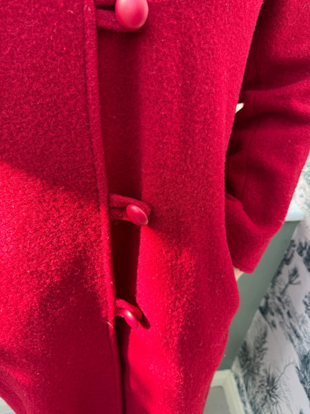 VINTAGE RED PURE NEW WOOL WINTER COAT