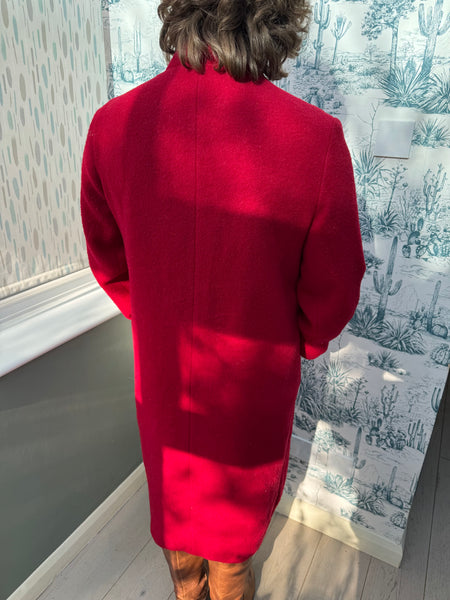 VINTAGE RED PURE NEW WOOL WINTER COAT