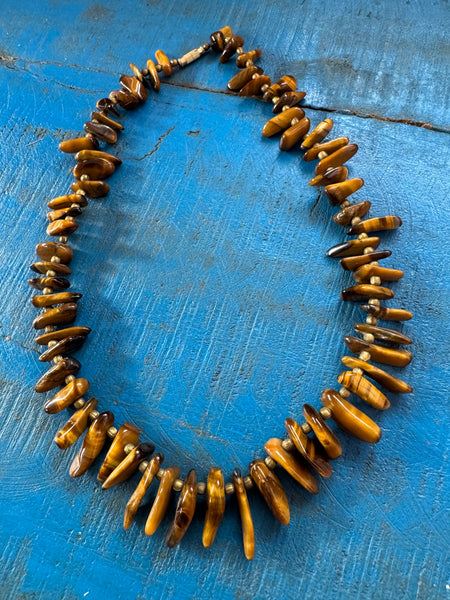 VINTAGE TIGER EYE BEADS NECKLACE