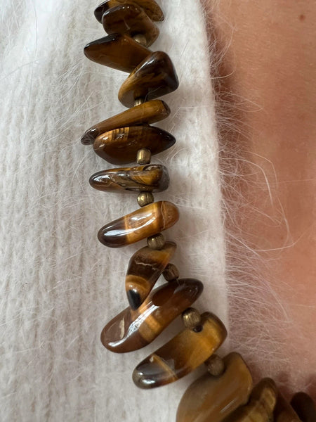 VINTAGE TIGER EYE BEADS NECKLACE