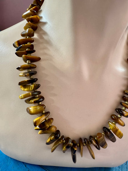 VINTAGE TIGER EYE BEADS NECKLACE