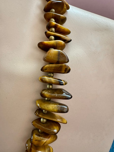 VINTAGE TIGER EYE BEADS NECKLACE