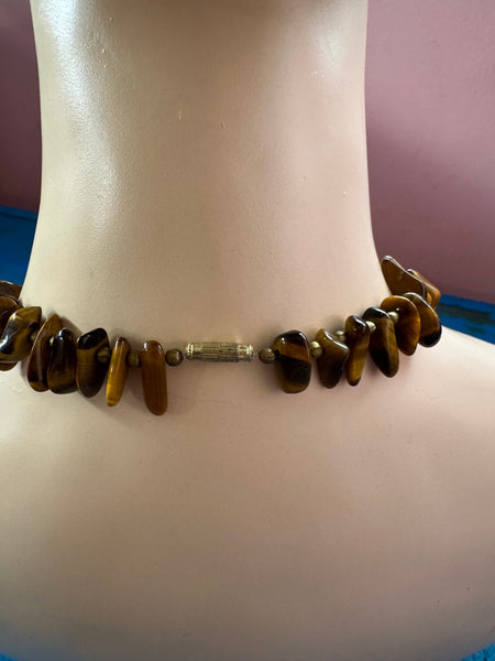 VINTAGE TIGER EYE BEADS NECKLACE