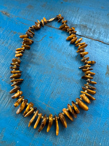 VINTAGE TIGER EYE BEADS NECKLACE