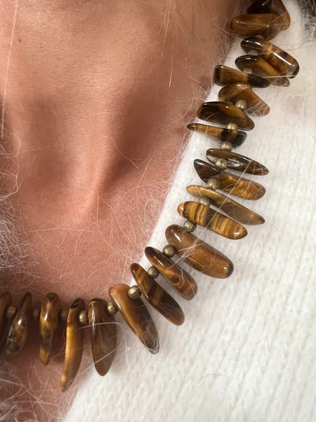 VINTAGE TIGER EYE BEADS NECKLACE